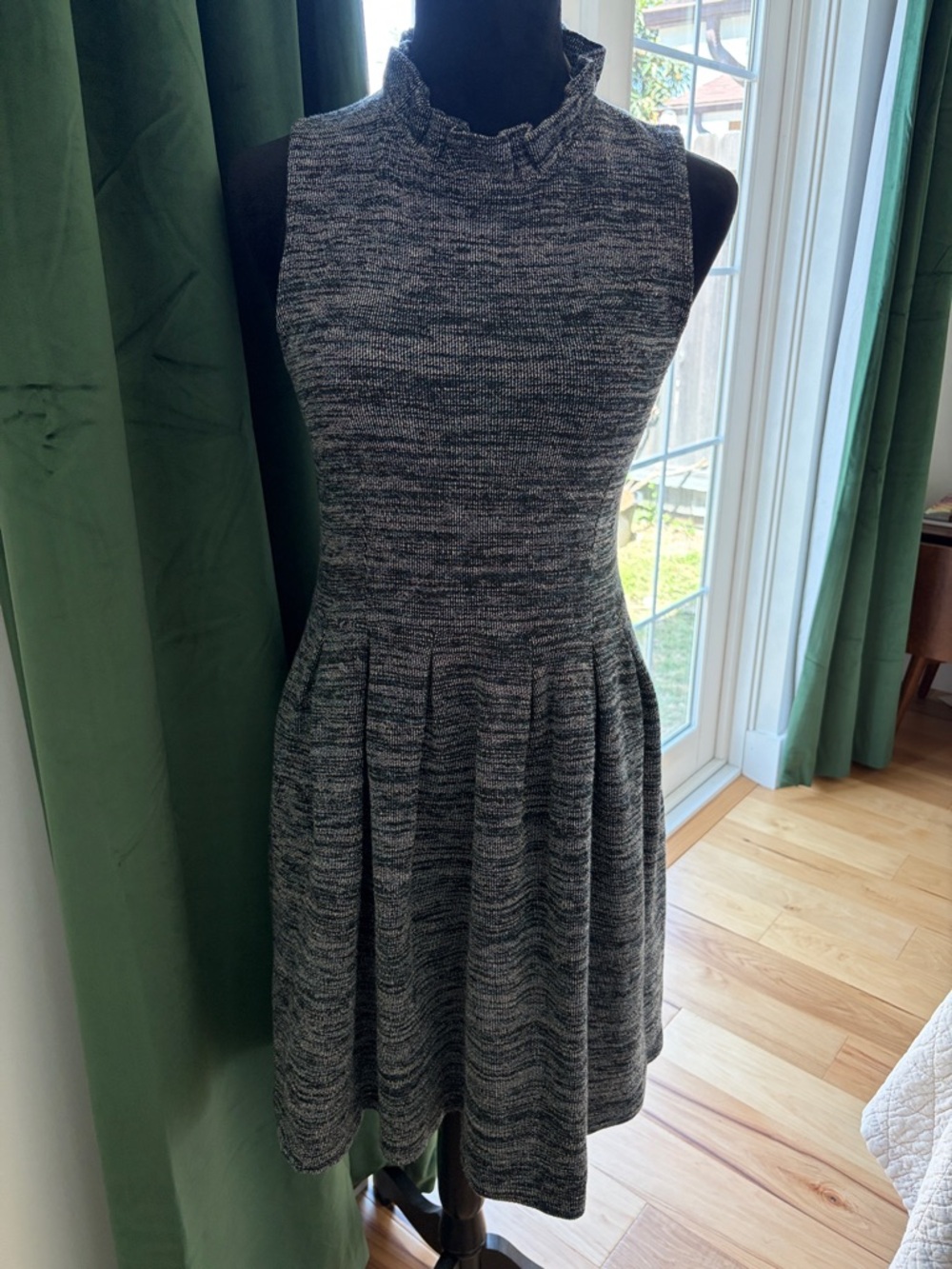 Ganni Sleeveless Ruffle-Neck Fit & Flare Dress